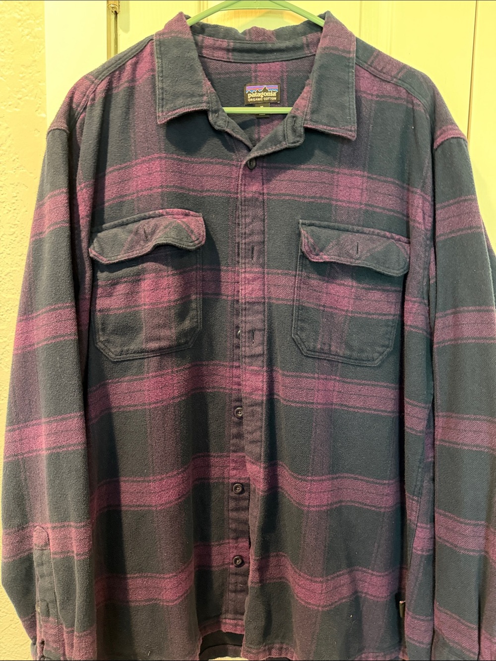 Patagonia Navy and Purple Plaid Organic cotton Shirt